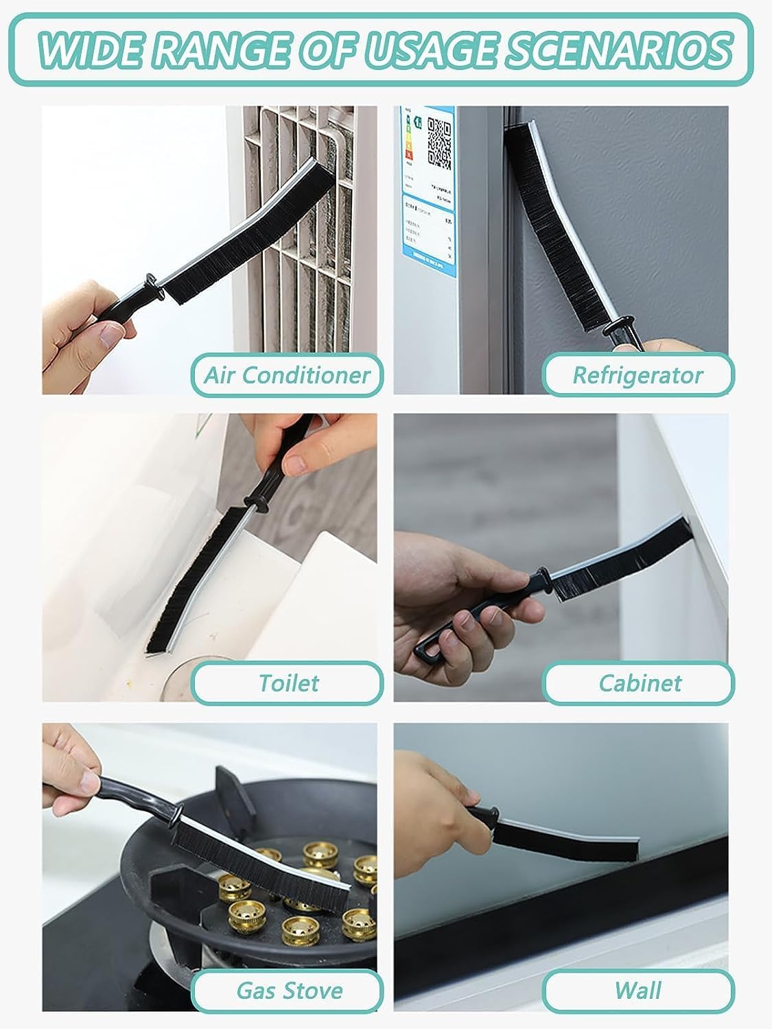 Cepillo de limpieza de hendiduras de cerdas duras, cepillo de limpieza para huecos, cepillo de limpieza de huecos de baño, cepillo de limpieza súper