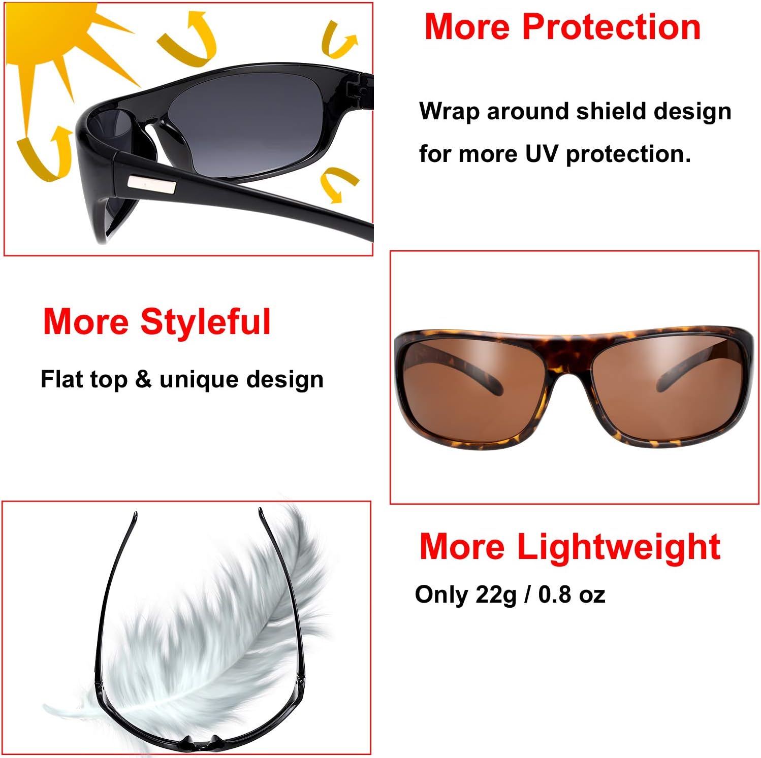 Gafas de sol deportivas polarizadas para hombres y mujeres, béisbol, correr, ciclismo, pesca, conducción, golf, softbol, senderismo, gafas de sol