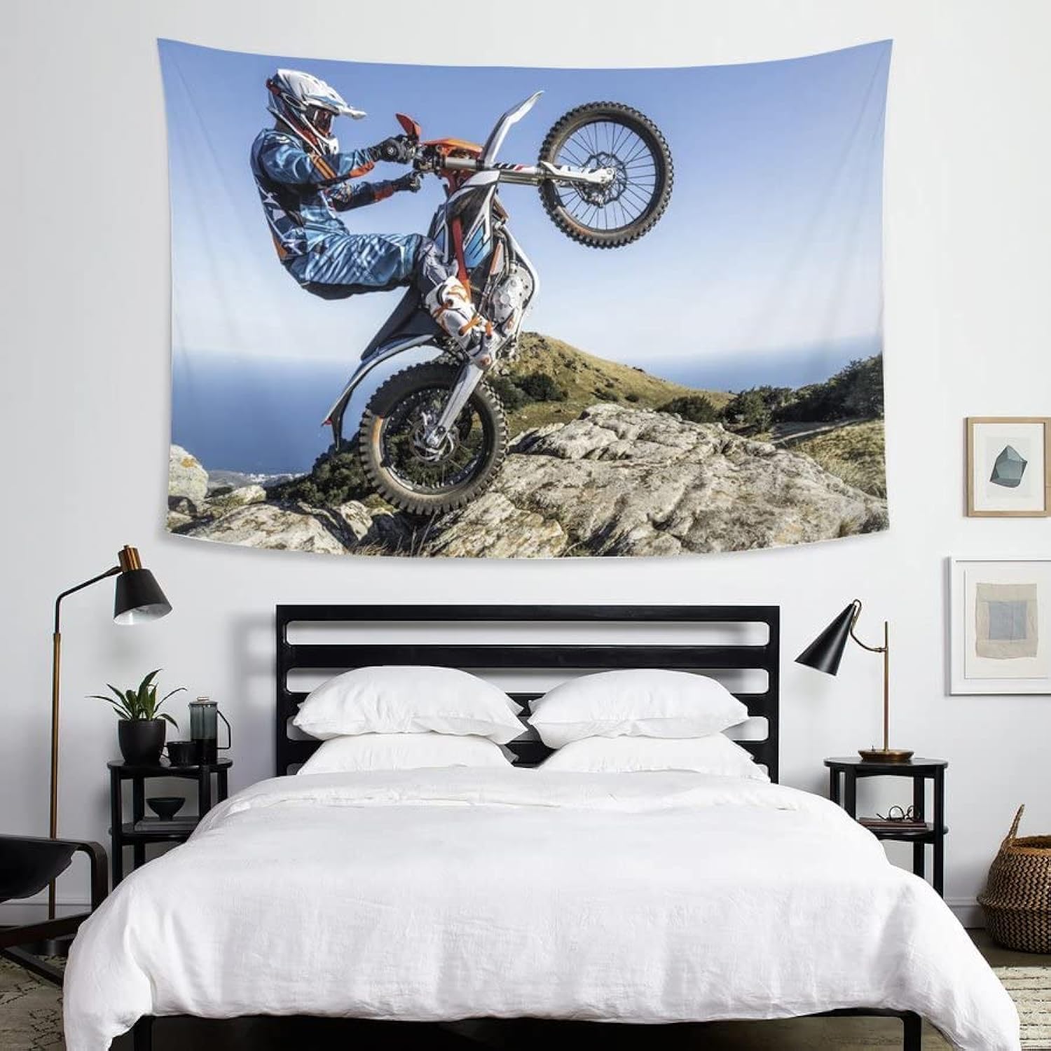 TMATUTA Tapiz artístico de motocross para dormitorio, sala de estar, dormitorio, fiesta, decoración del hogar, 60 x 40 pulgadas