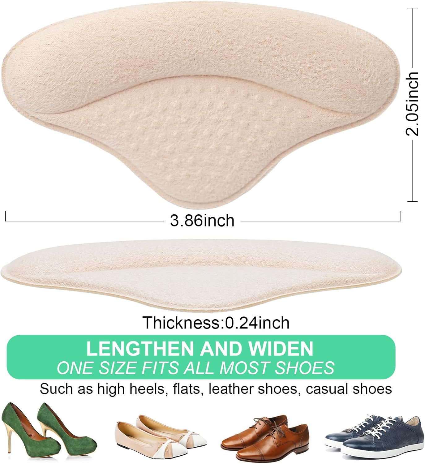 6 pares de almohadillas acolchadas para el talón, ultra relajantes, alargan y ensanchan 4D de protección completa para dolor de talón, deslizamiento
