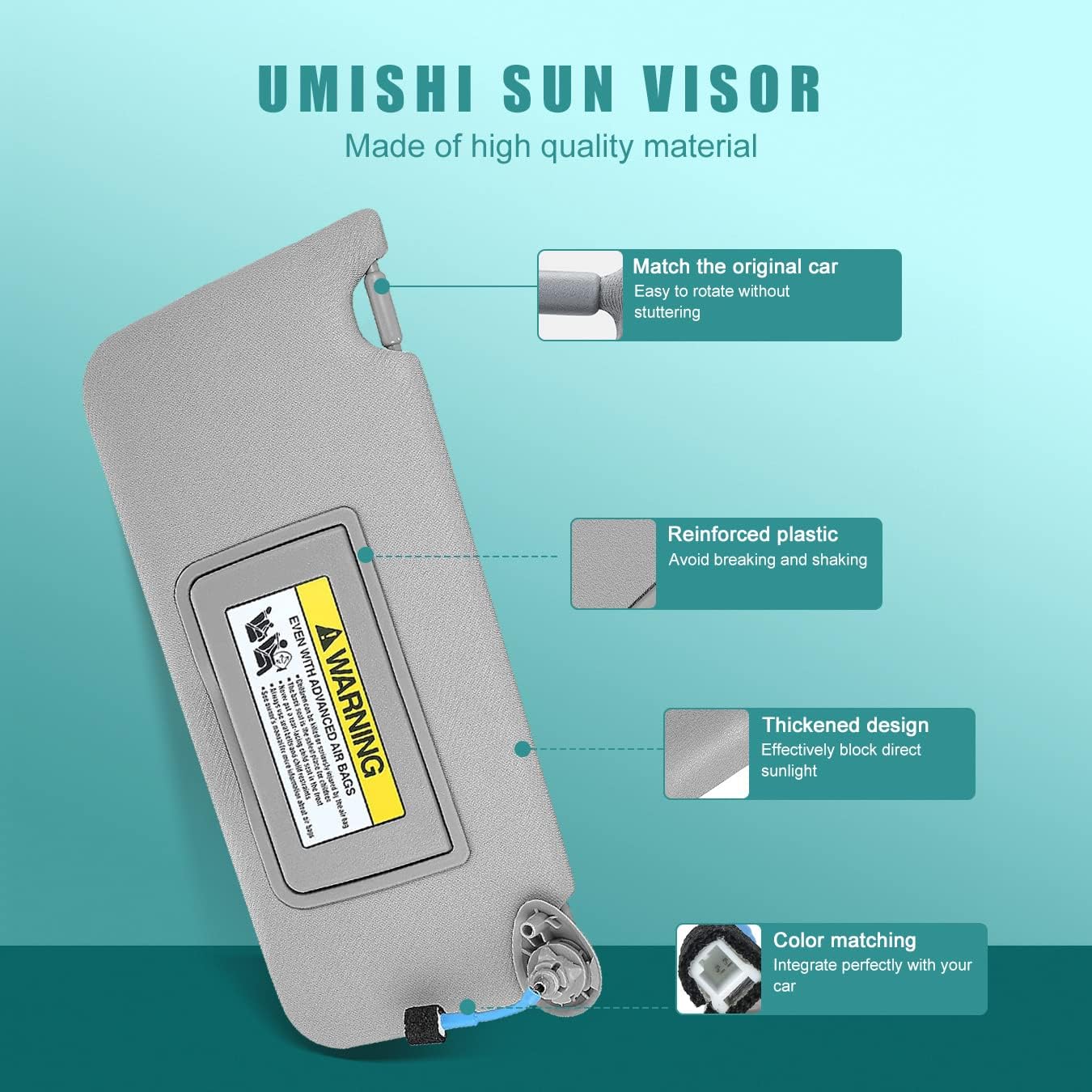 Parasol del lado derecho del pasajero compatible con Honda Accord 2008-2017 con luz OEM  83280-TA5-A51ZA (gris)