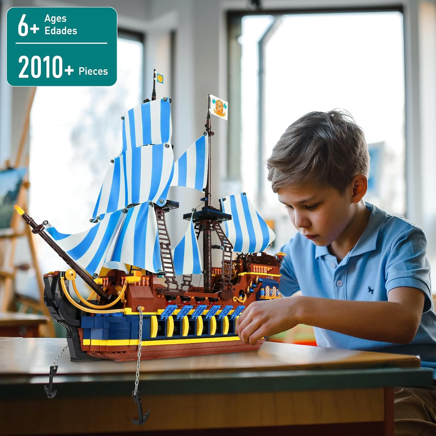 YESHIN Kit de bloques de construcción modelo de barco piratas, MOC Sailboat Model Construction Set to Build, regalo para niños de 8 años + + adultos