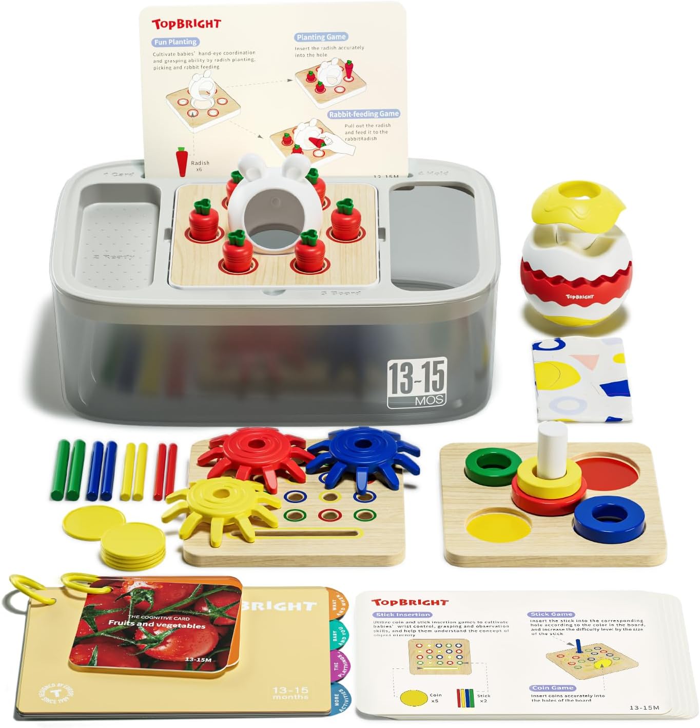 TOP BRIGHT Juguete Montessori para niños pequeños de 1 año, juguete de cubo de actividades 8 en 1, regalo de primer cumpleaños, juguete sensorial,