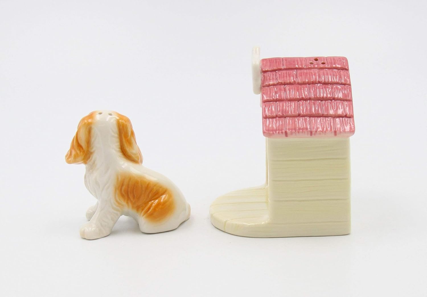Juego de cocker spaniel de porcelana fina con casa para perros, salero y pimentero, 3-38 pulgadas de alto