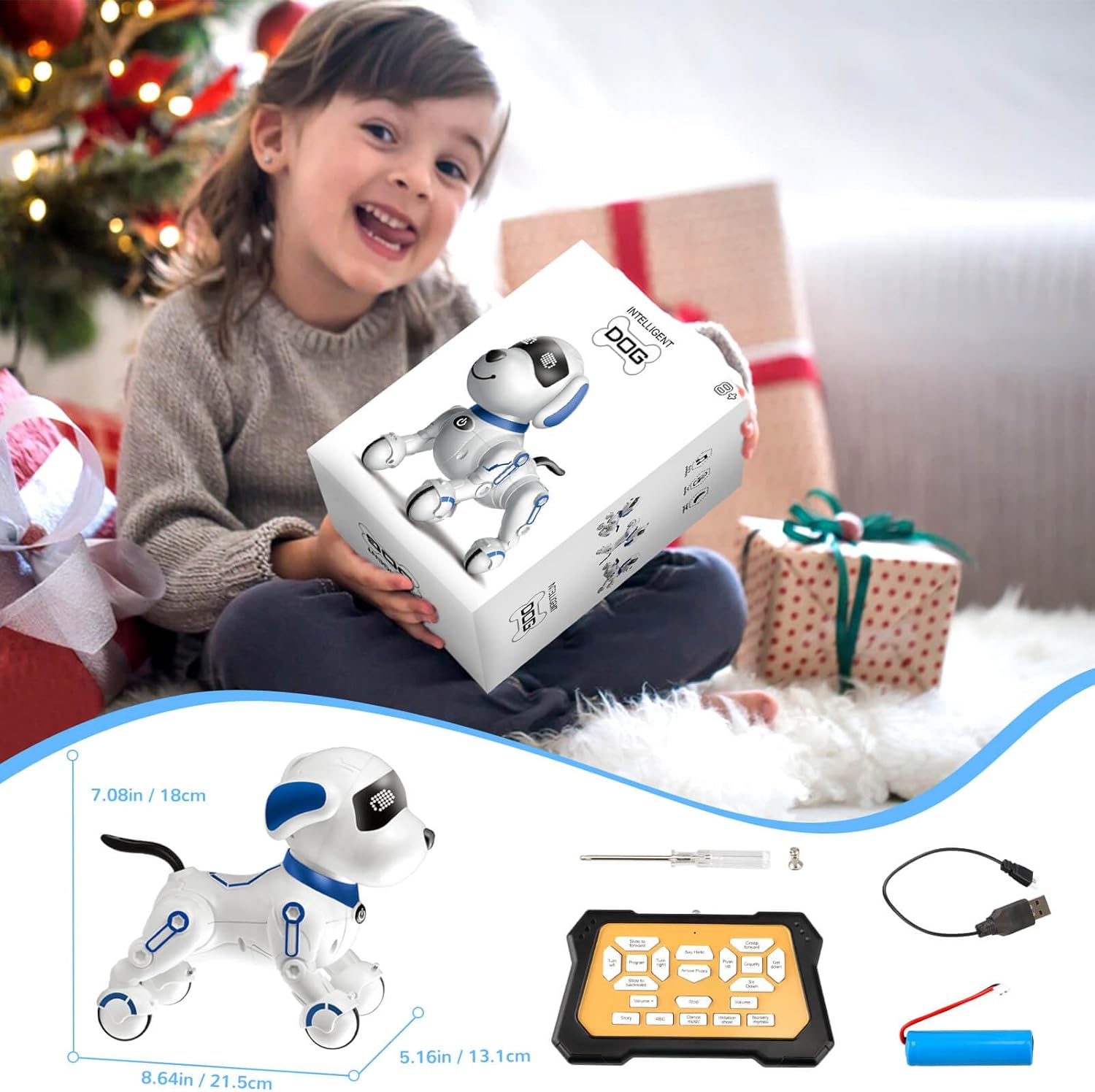 Juguetes robot para perros para niños de 8, 9, 10, 11, 12, perros con control remoto, perro robot para niños de 8 a 12 años, robot para mascotas,