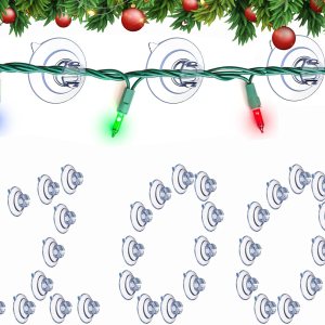 Profully 100 ventosas de cadena de luces de Navidad, mini soporte de ventosa de luz navideña, colgar luces de Navidad, ganchos para colgar tiras de Profully 100 ventosas de cadena de luces de Navidad, mini soporte de ventosa de luz navideña, colgar luces de Navidad, ganchos para colgar tiras de