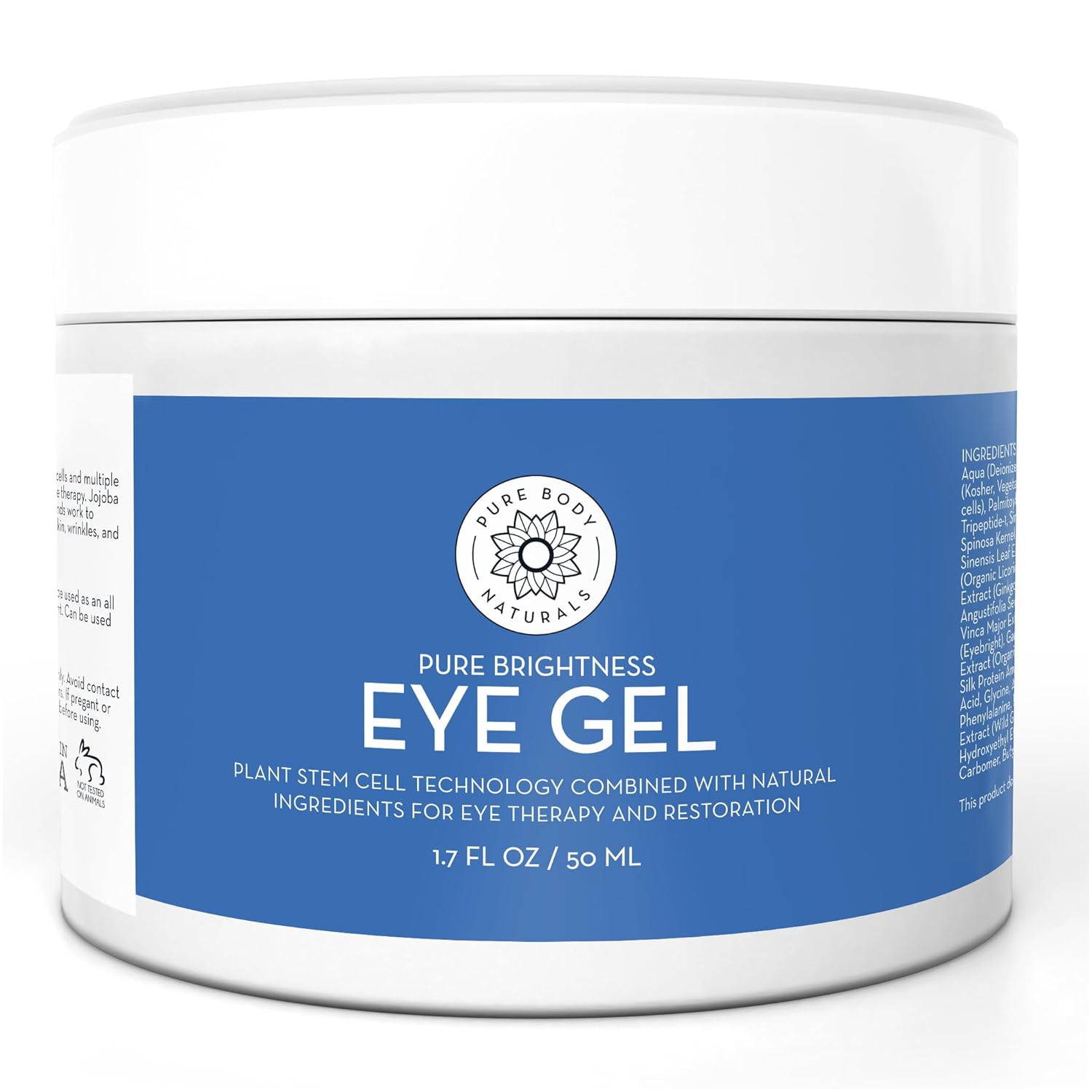 Pure Body Naturals Gel de ojos que desafía la edad para arrugas y círculos, crema de ojos para tratamiento de bolsas debajo de los ojos, 1.7 onzas