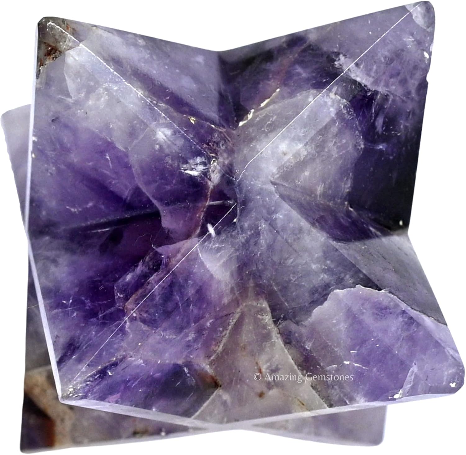 Amatista Merkaba Crystal – 1.5″ Pulgadas 3D Metatrones Cubo Cristal Merkaba