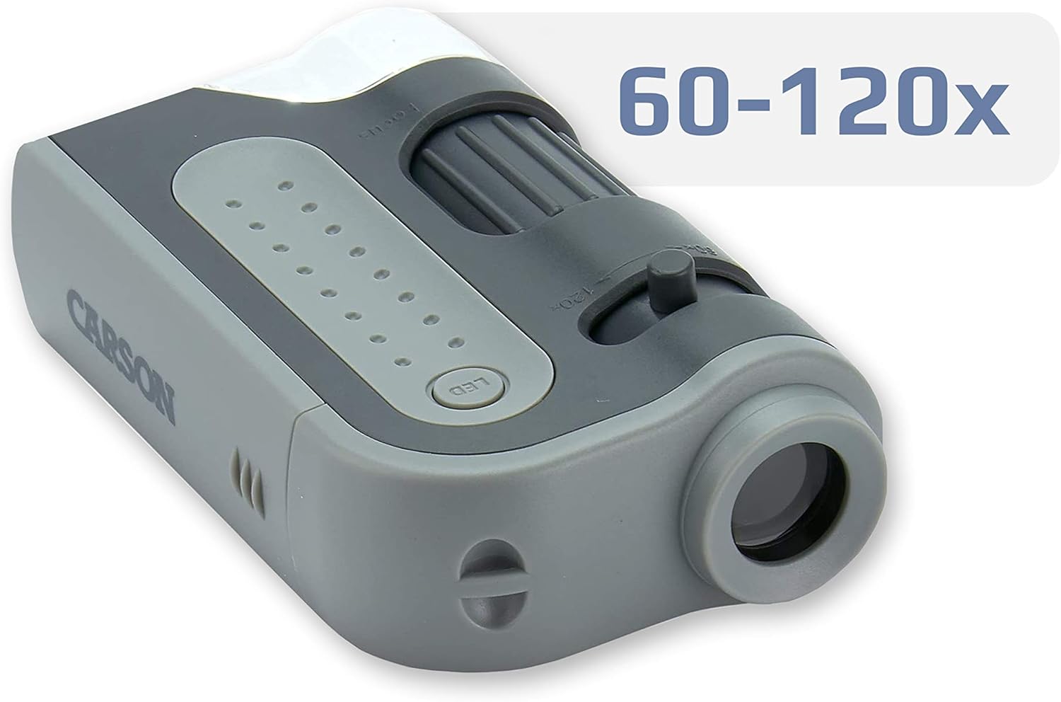 Carson MicroMini – Microscopio de bolsillo con iluminación LED y linterna UV integrada y clip adaptador universal para digiscopio para teléfono