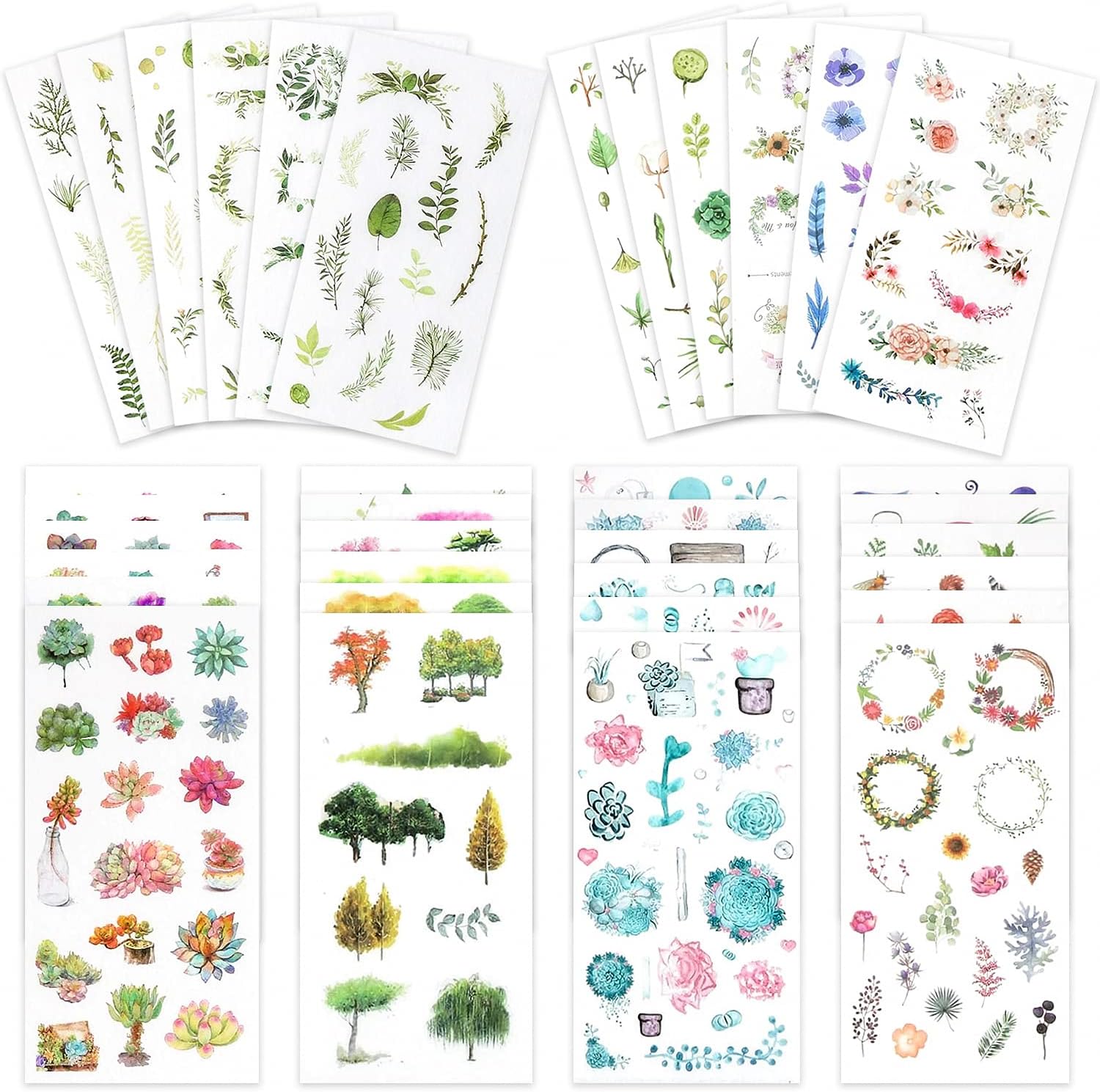 Knaid – Juego de calcomanías de acuarela (más de 600 piezas surtidas, 36 hojas), decorativas para álbum de recortes, manualidades de bricolaje para