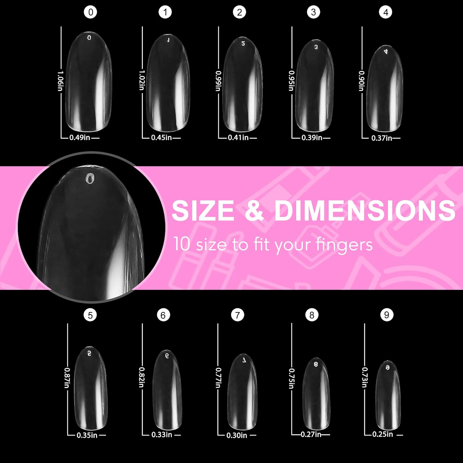 Puntas de uñas ovaladas medianas y largas, puntas de uñas postizas de gel suave de cobertura completa, puntas de uñas postizas de gel suave a