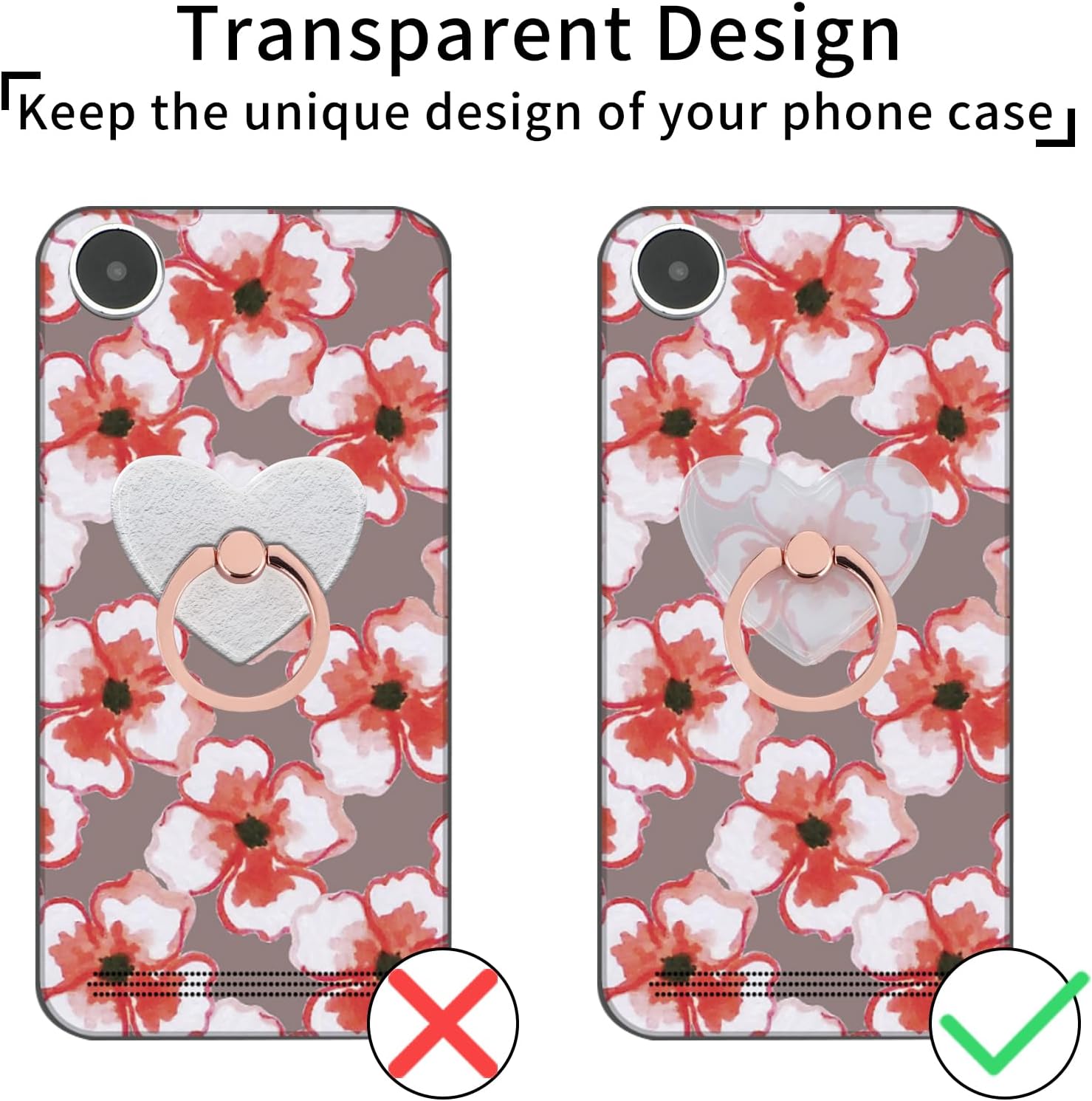 Soporte transparente para anillo de teléfono celular, 4 unidades, agarre transparente para teléfono, rotación de 360 grados, para la mayoría de