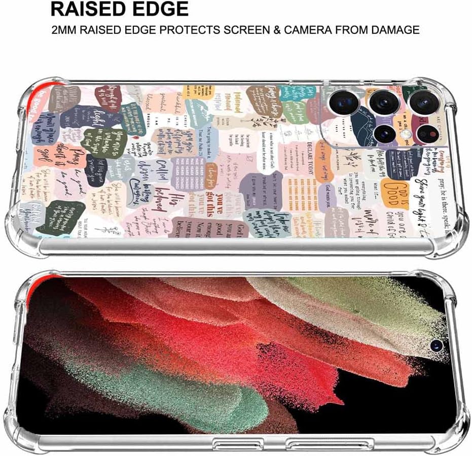 Funda con versículos bíblicos para Samsung Galaxy S21 Ultra, patrón de collage de citas de Jesús cristiano para cristianos, funda protectora de TPU