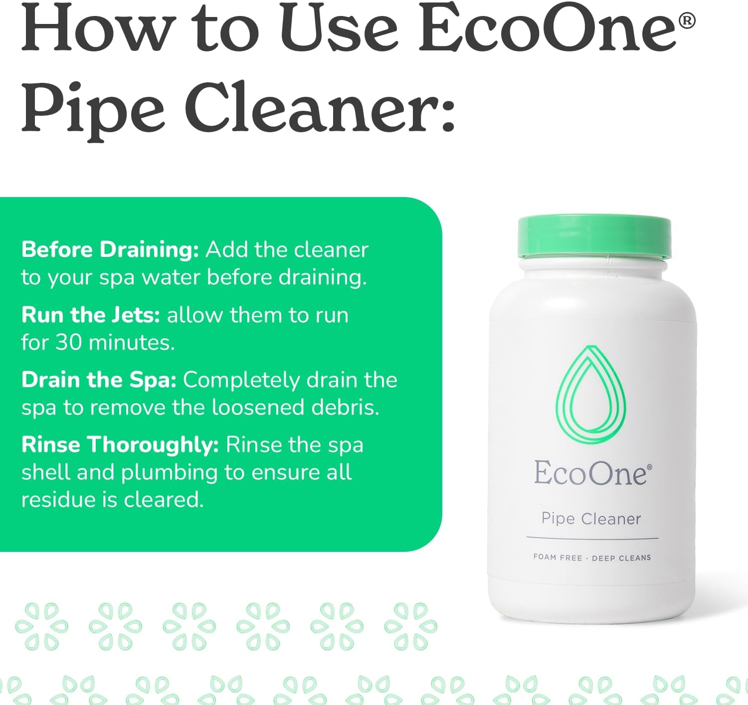 EcoOne – Limpiador de tuberías totalmente natural para spa y bañera de hidromasaje y chorro  Limpiador de chorro de bañera de hidromasaje hecho con