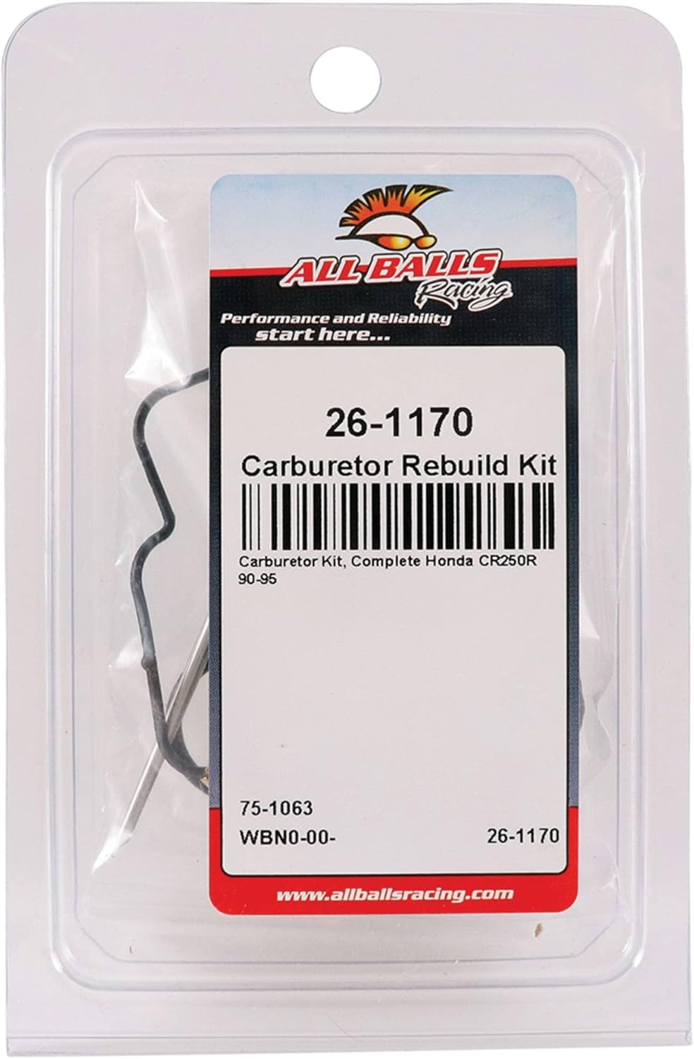 All Balls Racing Kit de reconstrucción de carburador 26-1170 compatible conreemplazo para Honda CR250R 1990-1995