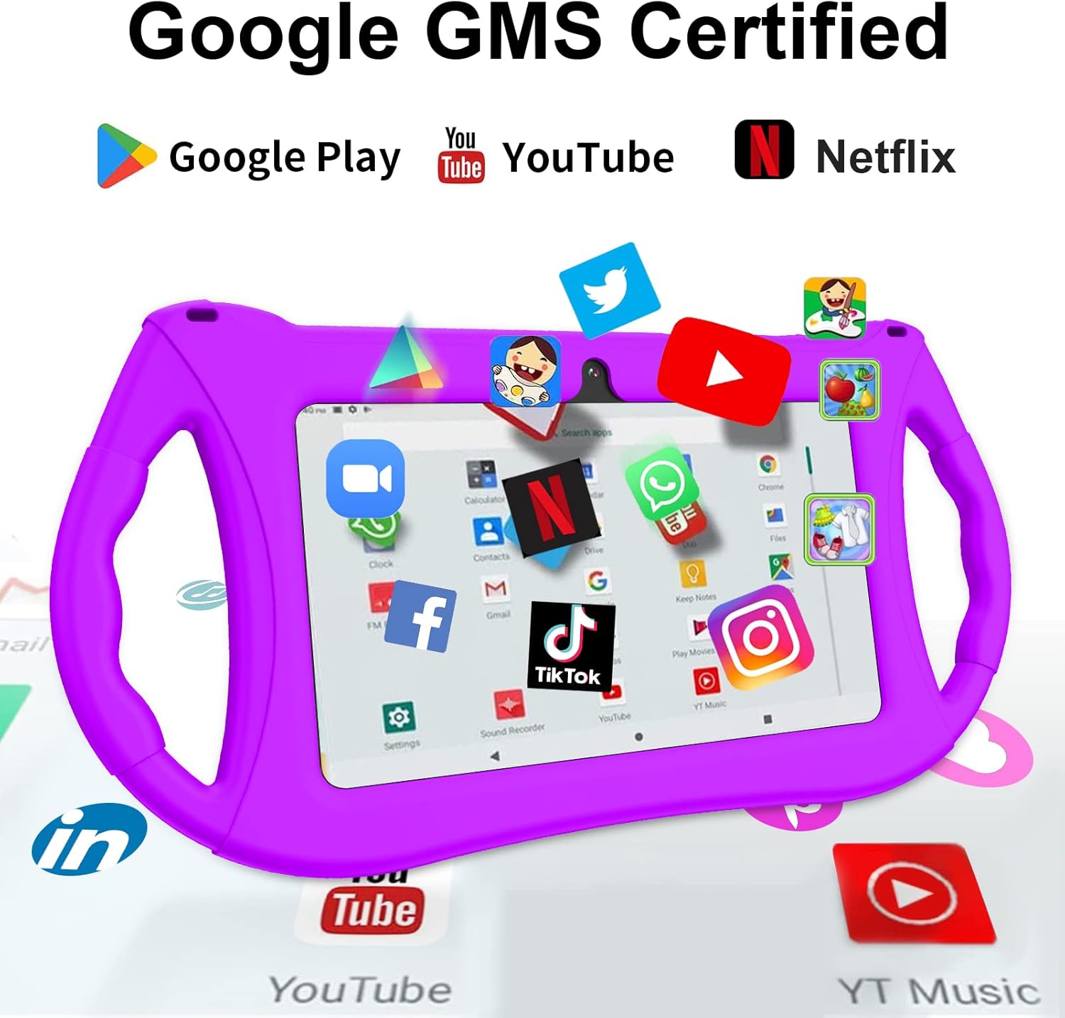 RliyOliy Tableta para niños, tableta Android 12 de 7 pulgadas para niños, 3 GB de RAM, 32 GB de ROM con Bluetooth, WiFi, GMS, control parental,