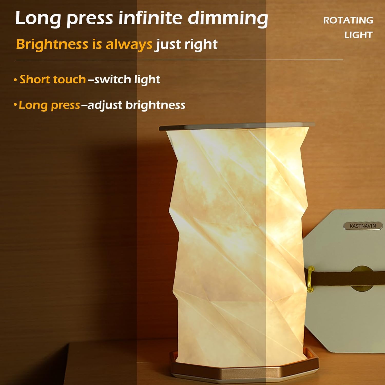 KASTNAVIN Lámpara de linterna de papel, lámpara táctil de mesita de noche, luz nocturna portátil, luz decorativa plegable regulable, regalos de