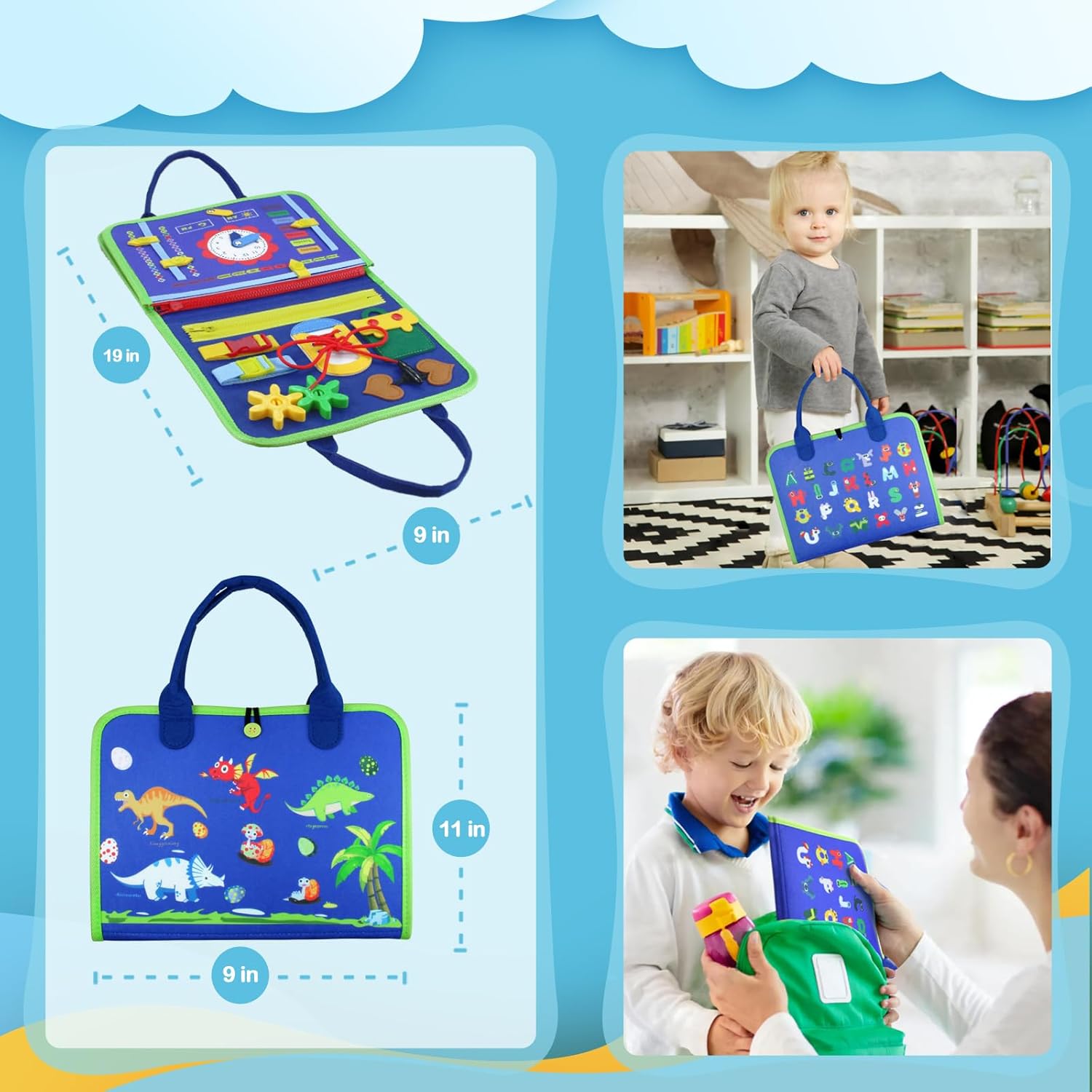 Hi-Tech Busy Book Toys Montessori – Libro sensorial para niños pequeños de 1, 2, 3, 4, 5 años, tablero de actividades educativas de aprendizaje