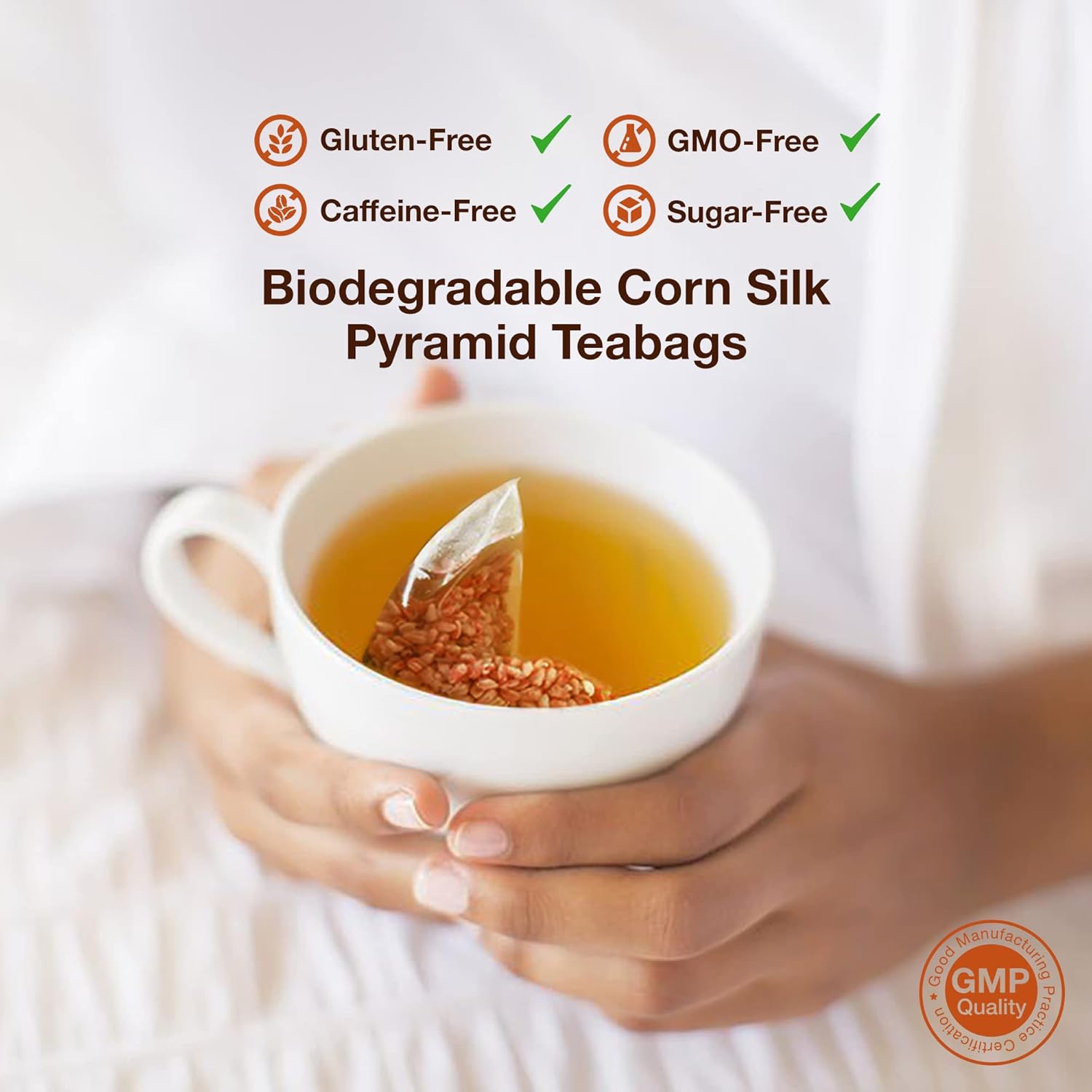 Té de trigo sarraceno del Himalaya, 30 bolsitas de té piramidales de seda de maíz, 0.21 oz cada una, té tartario tostado sin cafeína  Grado premium,