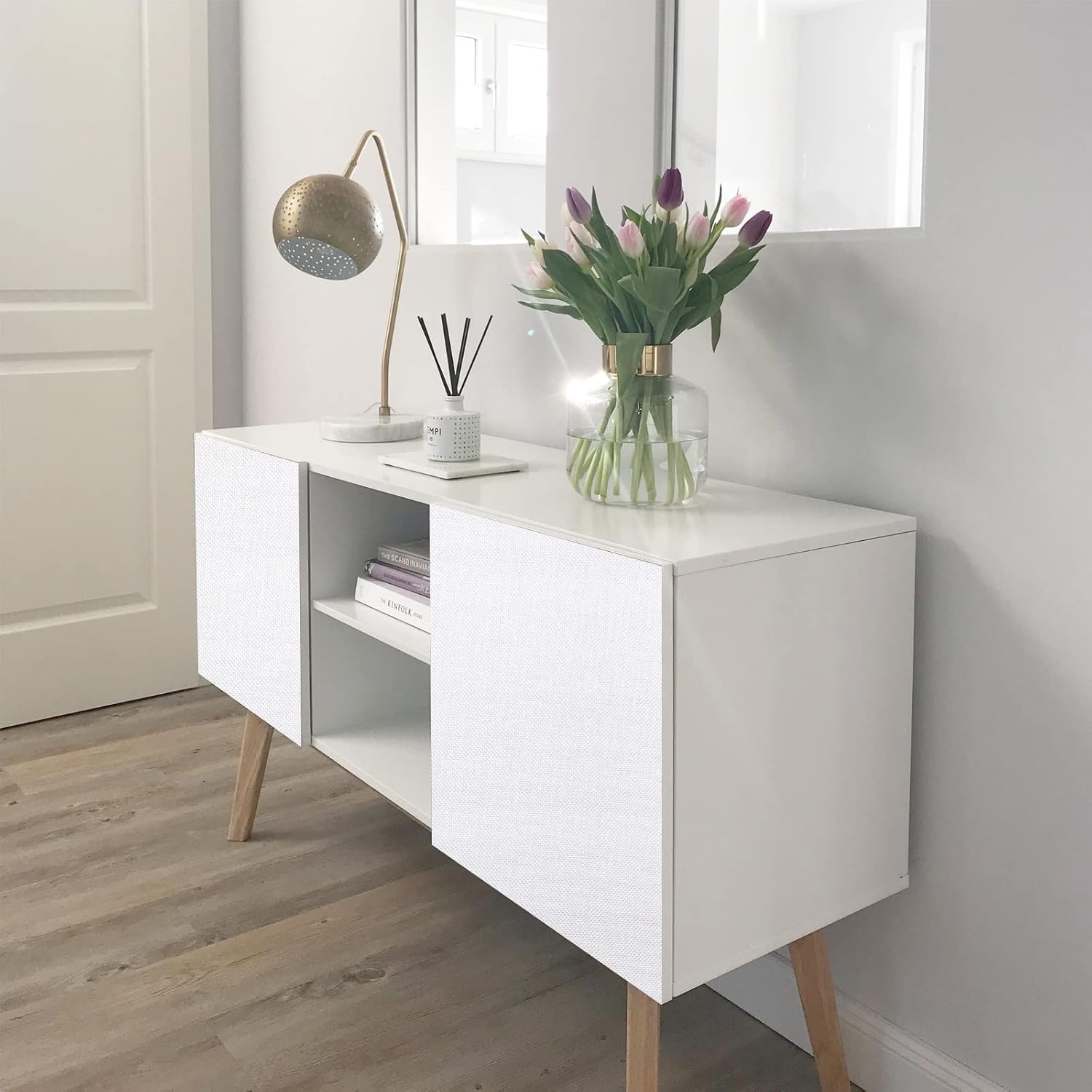 Papel tapiz de vinilo de 17.71 x 197 pulgadas, textura 3D táctil + visión, papel tapiz de vinilo blanco de PVC súper grueso, fácil de instalar y