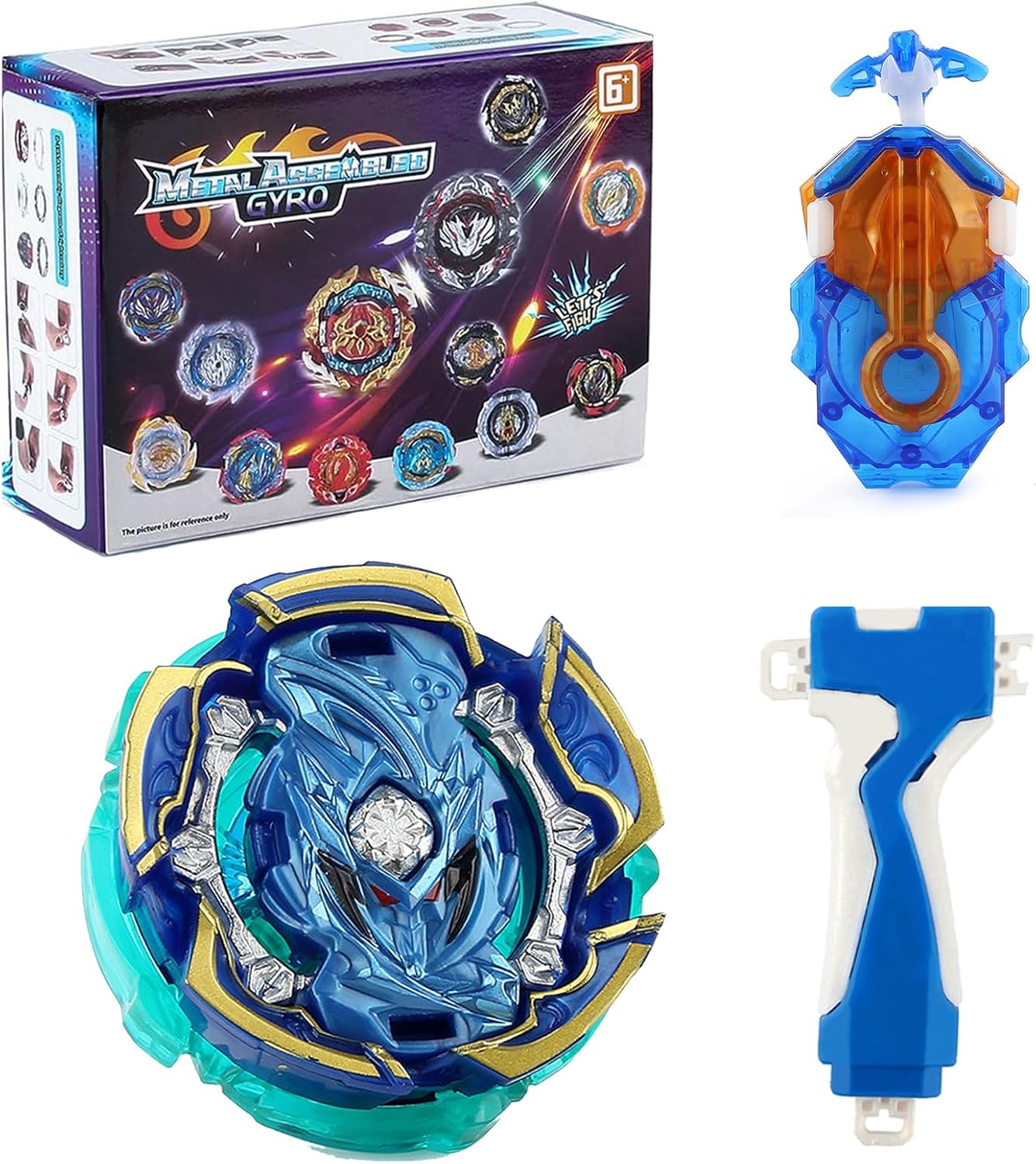 Zelzen Bey Burst Blade Gyro juguete, Bey Metal Fusion Spinning Battling Top Blades con lanzador de cuerda y asa, juegos de lucha de cumpleaños para