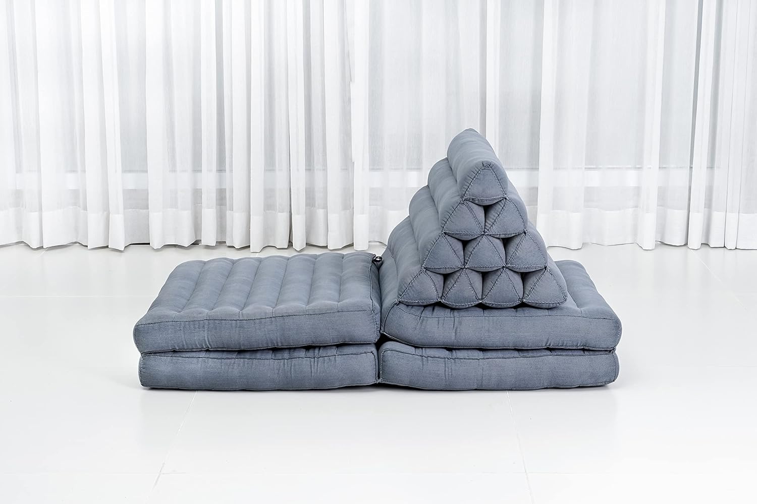 Leewadee Cómodo colchón japonés de suelo, cama tailandesa con cojín triangular, colchón futón, tapete de masaje tailandés extra largo, 89 x 20
