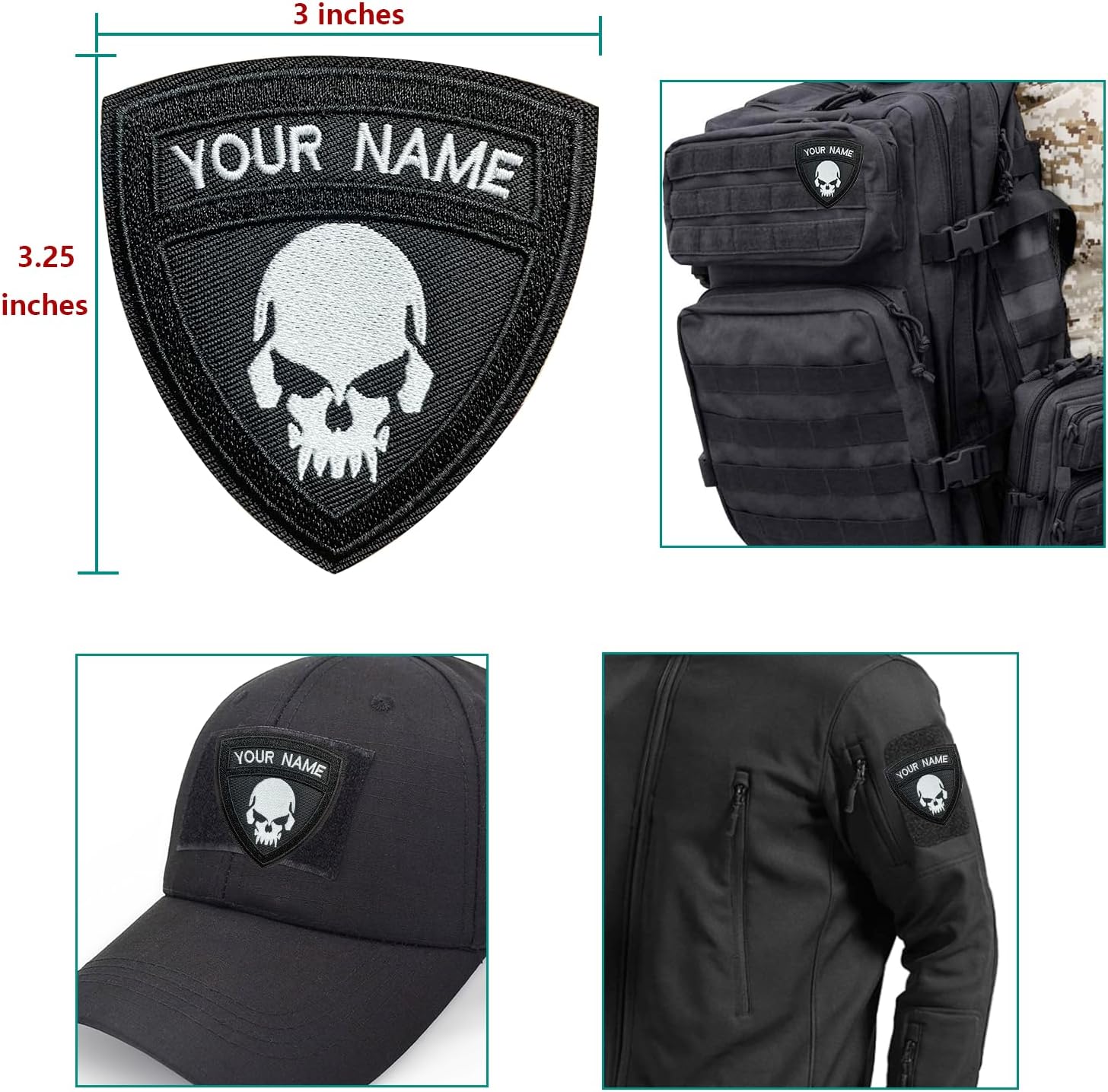 Parche táctico de moral 2 unidades, parches personalizables con cierre de gancho, cintas de nombre bordadas tácticas personalizadas, parche militar
