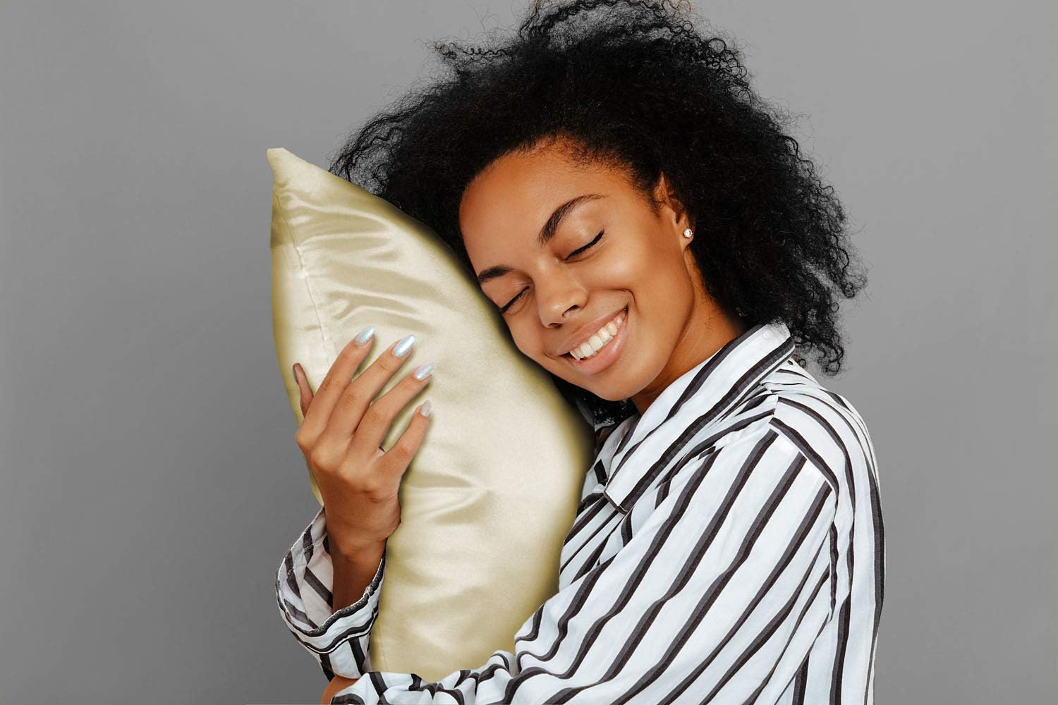 ShopBedding – Lujosa funda de almohada de satén para el cabello, 2 unidades, satinada, estándar, con cremallera, estampado de cebra marrón, Blissford