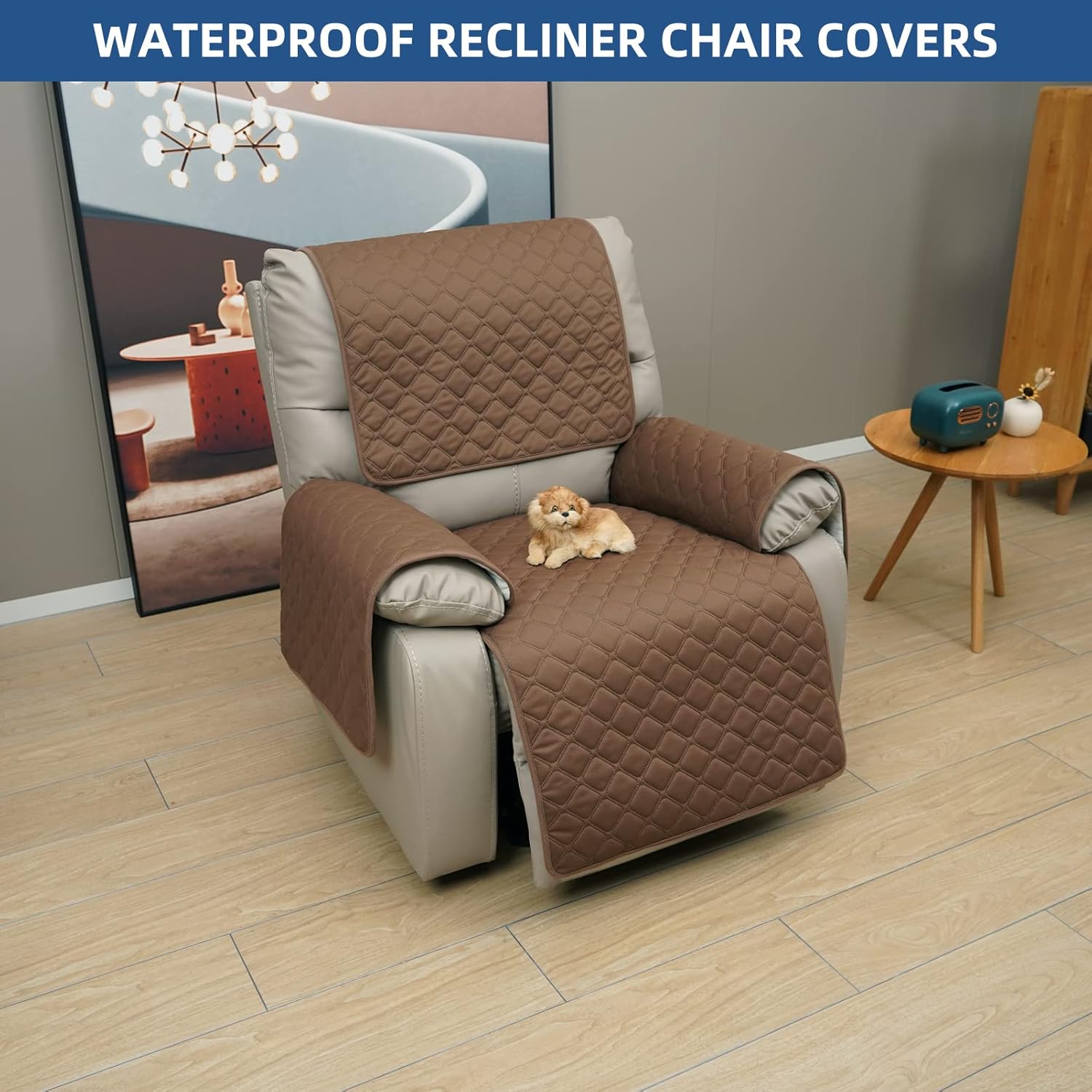 Eismodra Fundas impermeables para sillas reclinables, cojines de asiento reclinables, funda de sofá antideslizante para perros y mascotas, protector