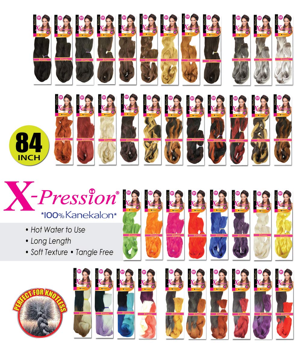 Realistic  Trenza X-Pression original de 84 pulgadas  100% Kanekalon (paquete de 5, NORANGE)