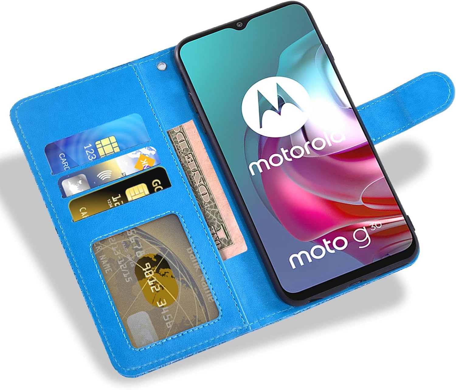 Asuwish Funda de teléfono para Moto G30G20G1010 Power 2021 con protector de pantalla y funda de cartera de encaje, soporte para tarjetas, accesorios