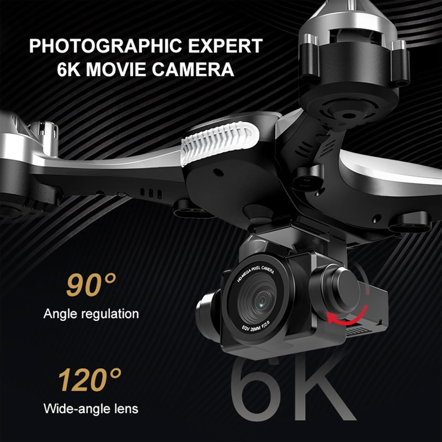 Gbsell Drone con cámara 4K para adultos, helicóptero cuadricóptero RC con retorno automático, sígueme, motor sin escobillas, vuelo circular, vuelo