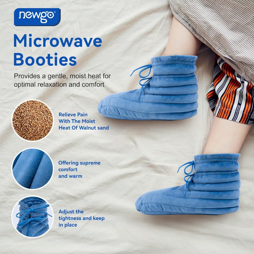 NEWGO Calentadores de pies para microondas, botines calefactables para microondas con calor penetrante profundo para aliviar la rigidez del pie,