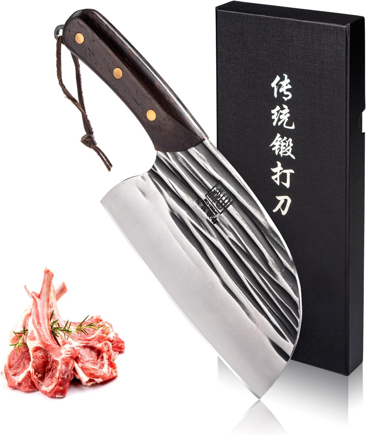 CHUYIREN Cuchillo de carnicero de acero inoxidable de alto carbono resistente, cuchillo de chef serbio de 6.7 pulgadas para cortar carne, barbacoa,