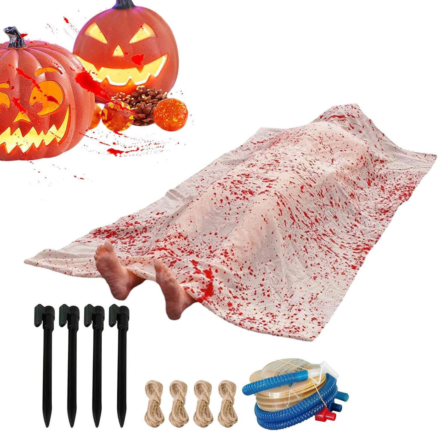 Accesorios de cuerpo muerto de 5.4 pies  Soporte de cuerpo muerto aterrador de Halloween de la tumba para la decoración de casa embrujada más