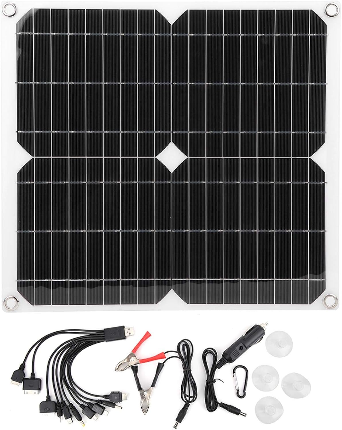 Hilitand Panel solar semiflexible Panel solar Tablero de carga Cargador de teléfono móvil para viajes al aire libre, camping, panel solar de 25 W 5