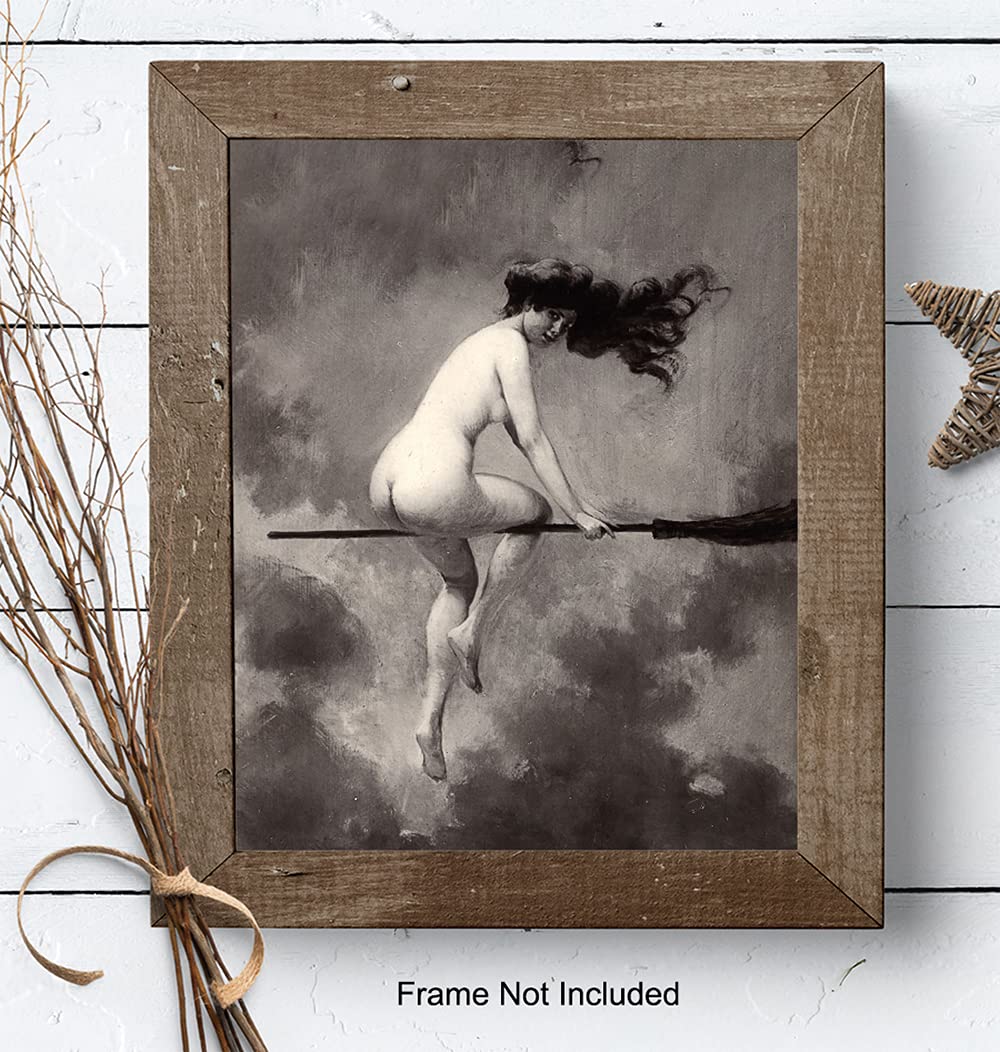 Witchy Pagan Wall Art & Decor – LARGE 11X14 – Vintage Creepy Spooky Gothic Halloween Gift for Witchcraft, Wicca, Wiccan, Occult Fan – Witch on