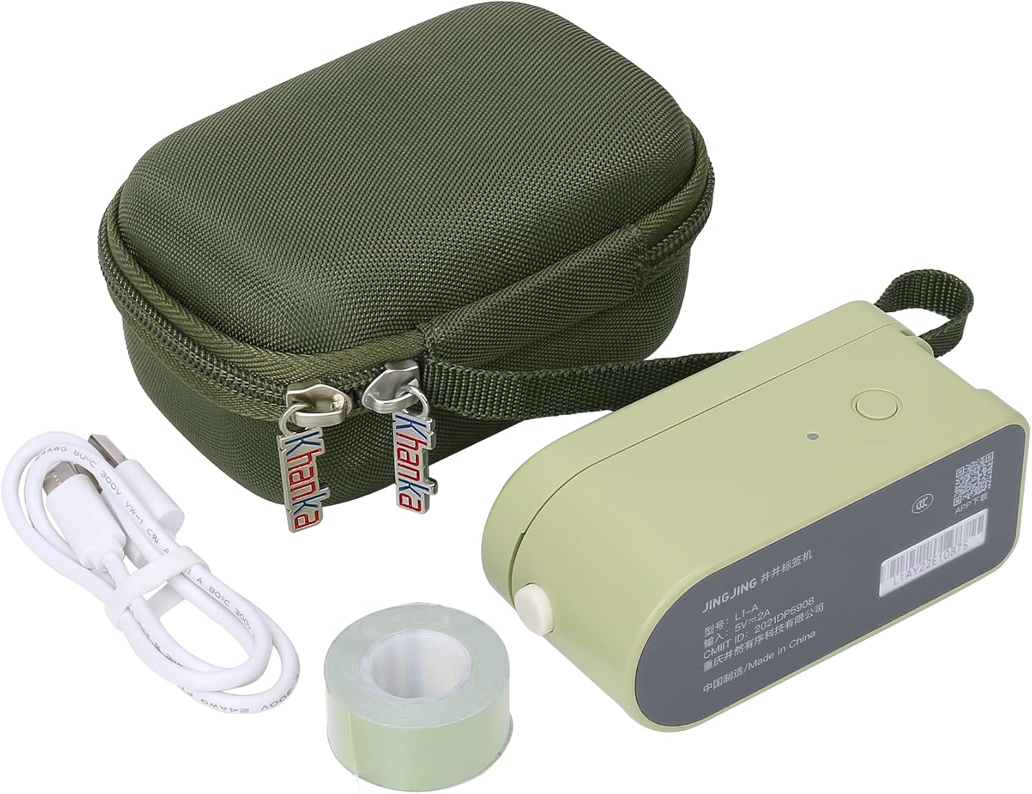 khanka Estuche rígido de viaje compatible con la máquina etiquetadora MakeID, solo funda (verde)