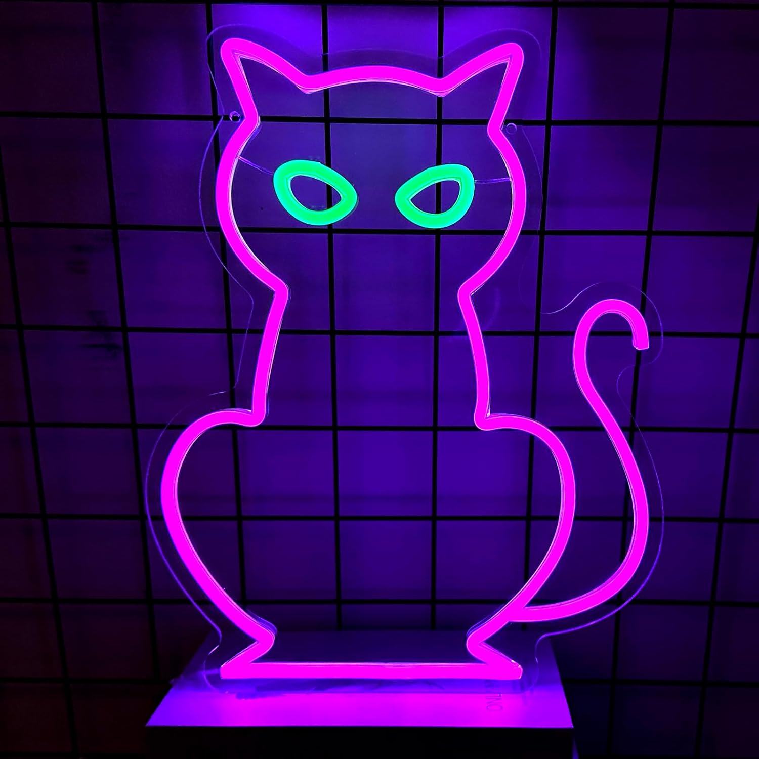 Letreros de neón de gato para decoración de pared, letrero de neón LED de gato morado alimentado por USB, decoración de mesa con luz LED de gato de
