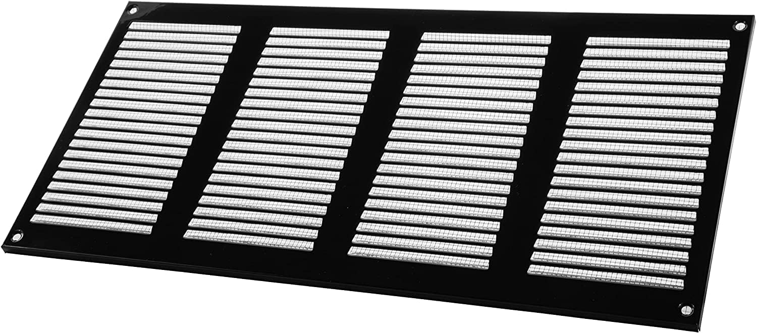 Vent Systems Cubierta de ventilación de aire negra de 16 x 8 pulgadas, parrilla de retorno de aire de metal con pantalla de protección contra plagas