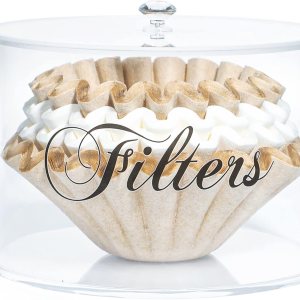 Soporte de filtro de café acrílico, contenedor de almacenamiento de filtro de café transparente con tapa, dispensador de filtro de café de cesta Soporte de filtro de café acrílico, contenedor de almacenamiento de filtro de café transparente con tapa, dispensador de filtro de café de cesta