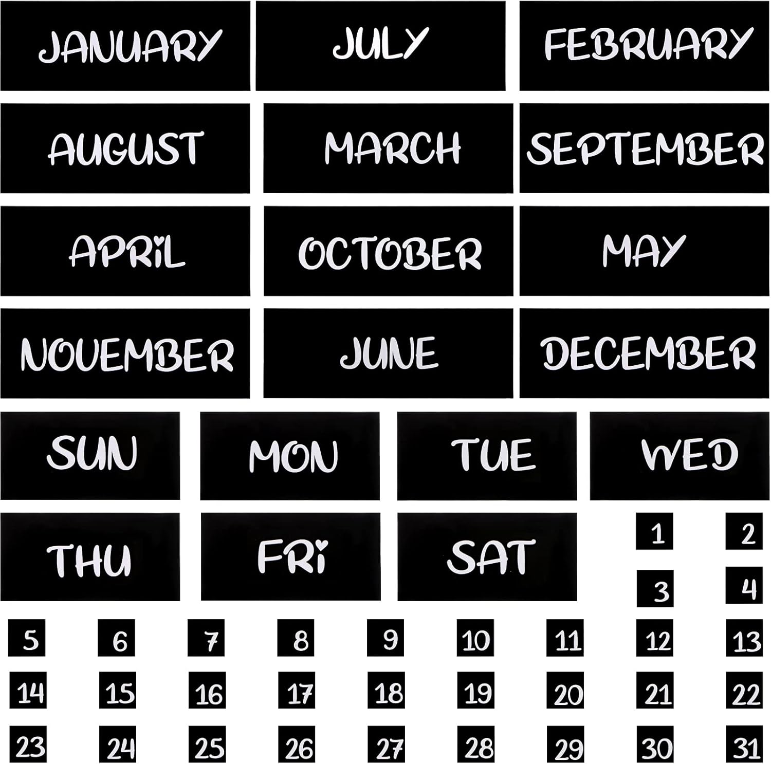 50 piezas magnéticas de días de la semana y meses, calendario magnético indicadores de fechas para oficina, calendario magnético para refrigerador,