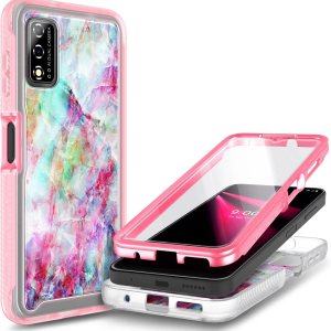 NZND Funda para T-Mobile REVVL V (6.52 pulgadas 4G 2021) con protector de pantalla incorporado, funda protectora de cuerpo completo a prueba de NZND Funda para T-Mobile REVVL V (6.52 pulgadas 4G 2021) con protector de pantalla incorporado, funda protectora de cuerpo completo a prueba de