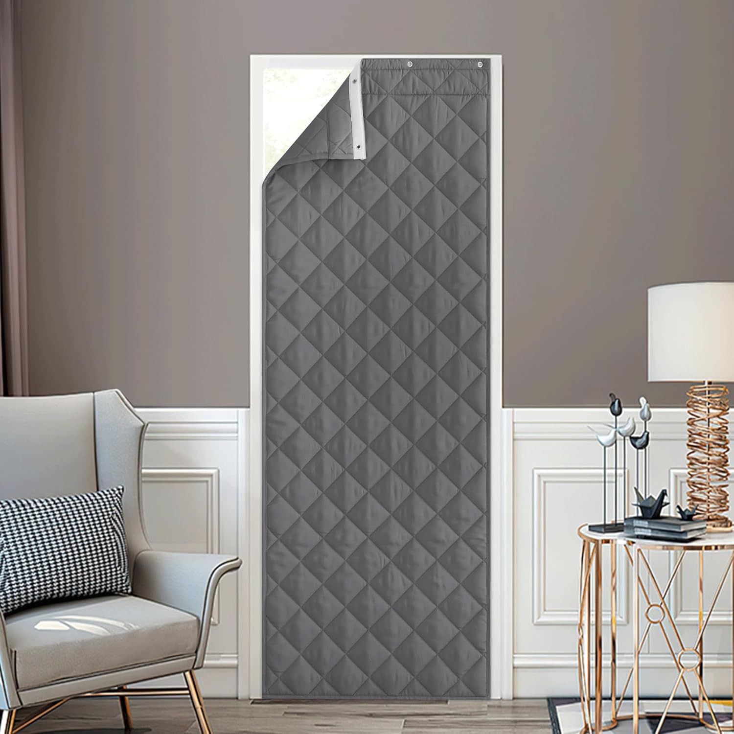 NICETOWN Cortina opaca para puerta, aislamiento térmico, autoadhesivas, para patio, puerta francesa, resistente al viento, impermeables, cálidas
