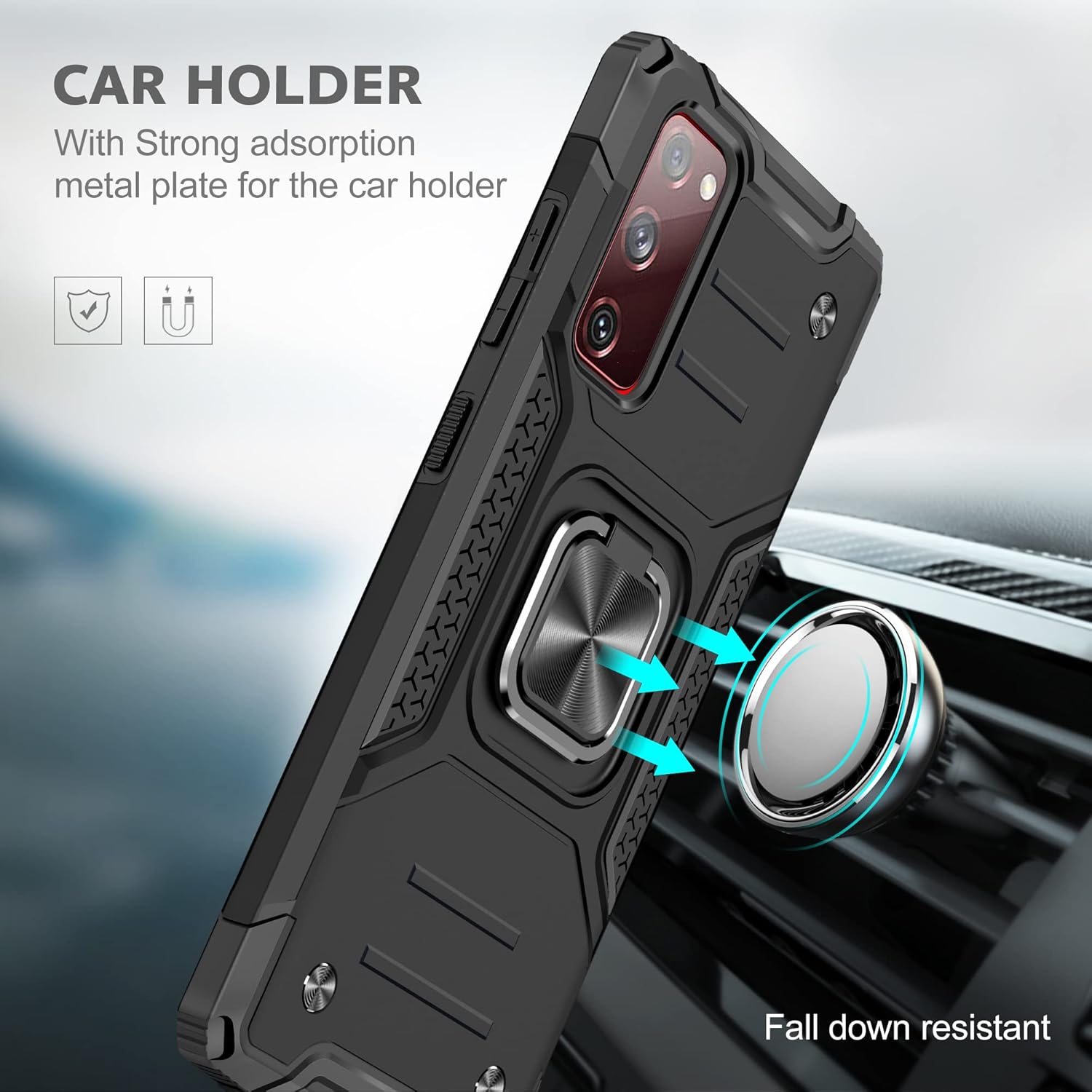 AYMECL Funda para Samsung Galaxy S20 FE 5G, S20 FE con protector de pantalla de vidrio templado 2 unidades, grado militar, doble a prueba de golpes,