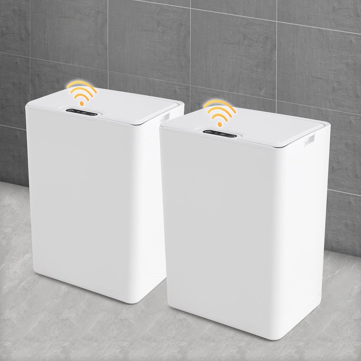 Cesun Cubo de basura automático con sensor de movimiento para baño con tapa, 4.0 galones, sin contacto, papelera de plástico inteligente, pequeña