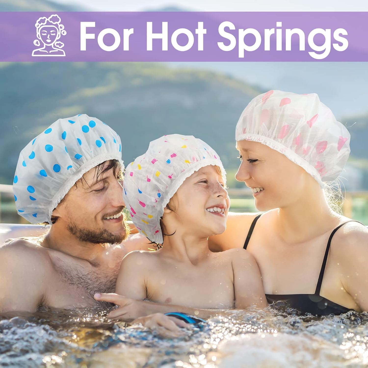 Gorros de ducha impermeables para mujer, 20 unidades, de plástico surtido, reutilizables, para baño, salón, banda elástica, gorras de baño para