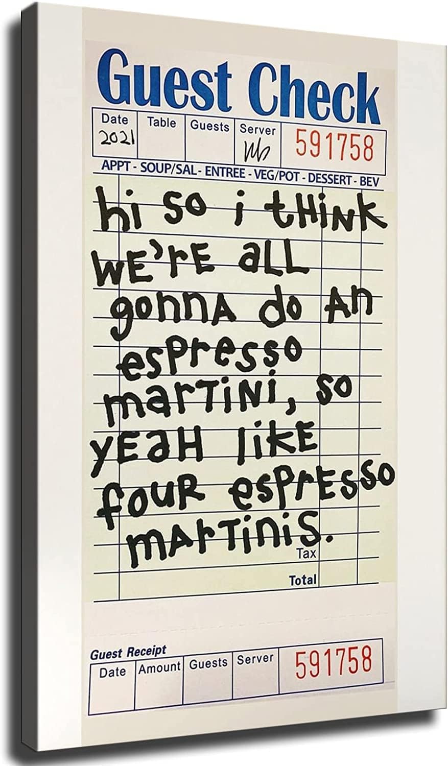 Póster impreso con diseño de Martini Espresso a cuadros de invitados, cuadro impreso, cuadro para decoración del hogar, dormitorio, regalo, sin