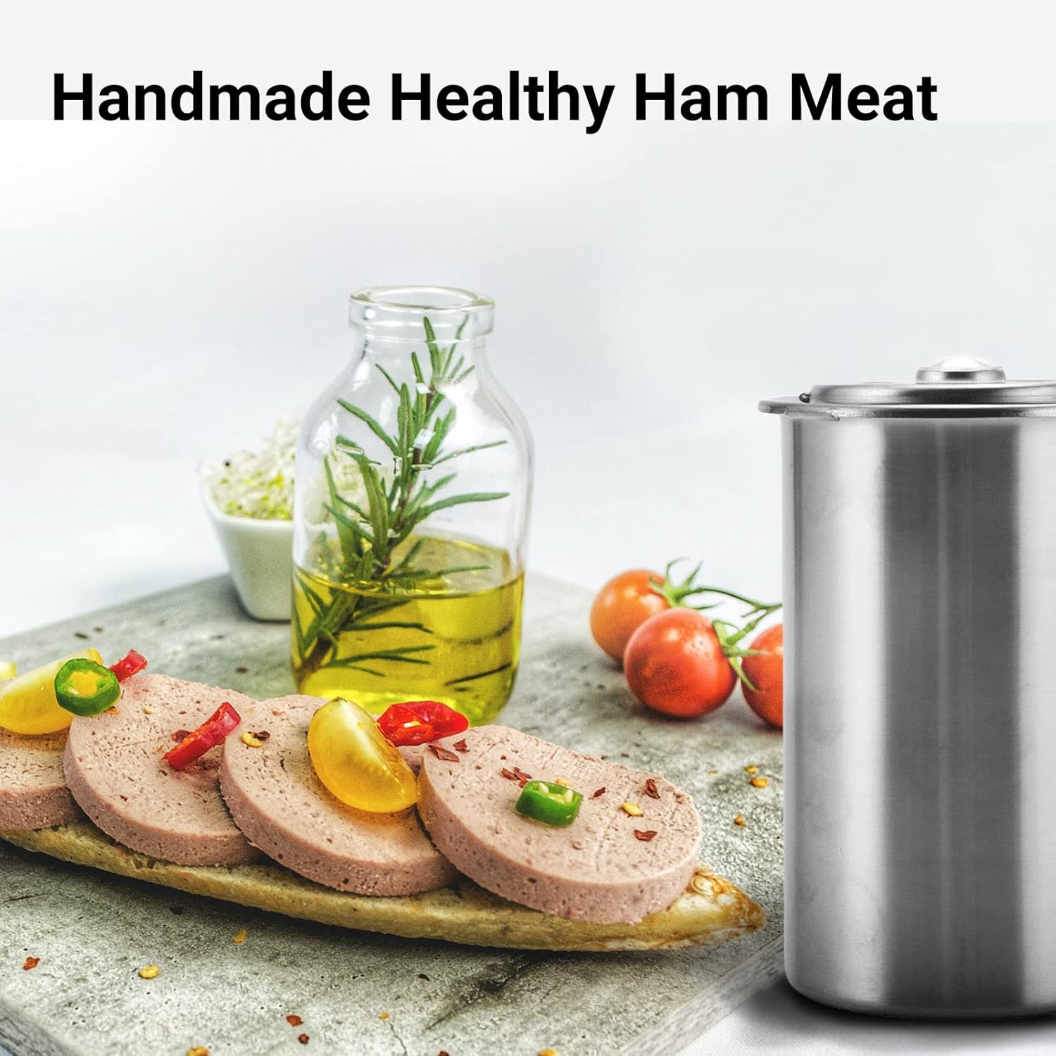RoseFlower Máquina de prensa de carne de jamón de acero inoxidable para hacer carne casera saludable para delicatessen  Cocina, tocino, sándwich,