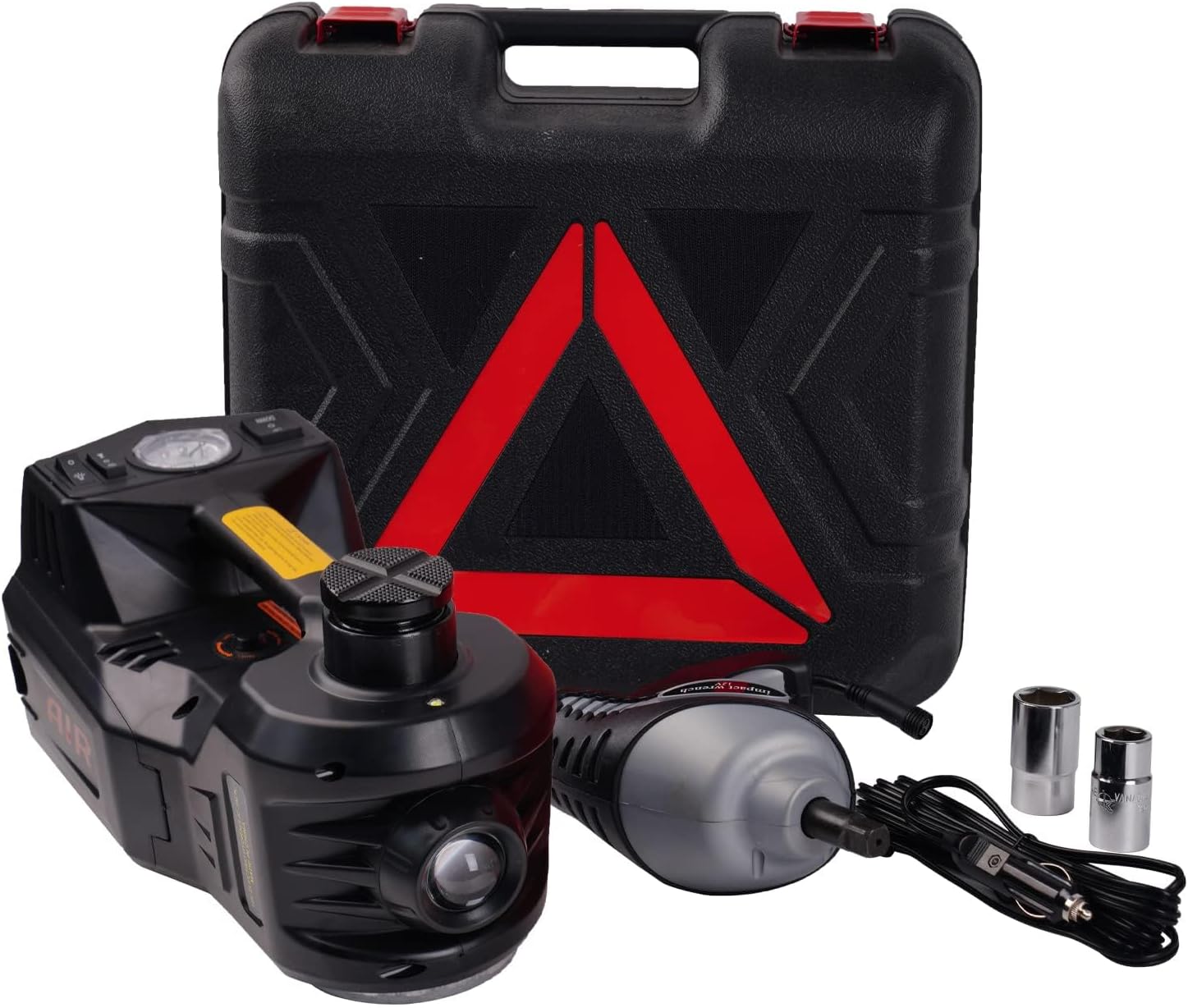 ROGTZ – Kit de gato eléctrico hidráulico para automóvil con llave de impacto y bomba de inflado de neumáticos, gato hidráulico de 5 toneladas y 12 V